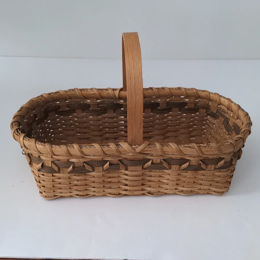Harvest Basket Hand Crafted Wicker Basket Oblong Stationery Handle